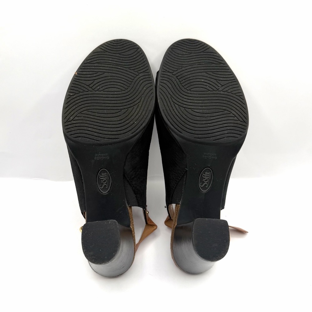 Söfft 11M Black Leather Block Heel Peep Toe Slingback Sandals - Picture 8 of 9